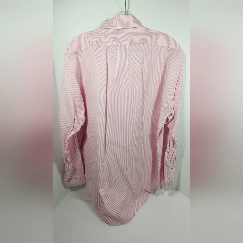 VINTAGE Polo Ralph Lauren Custom Fit Shirt Men's 16 1/2 32/33 Striped Pink White - Picture 6 of 14